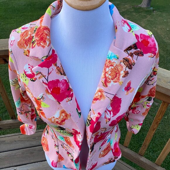 Rainbow Women's Floral Long Sleeve Blouse Blazer - Size S - Picture 10 of 15